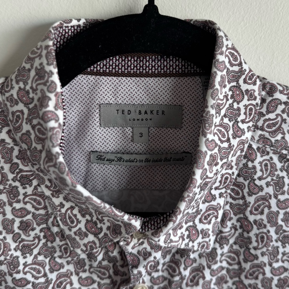 Ted Baker Paisley Long Sleeve Button Up Cotton Shirt Size 3 Medium